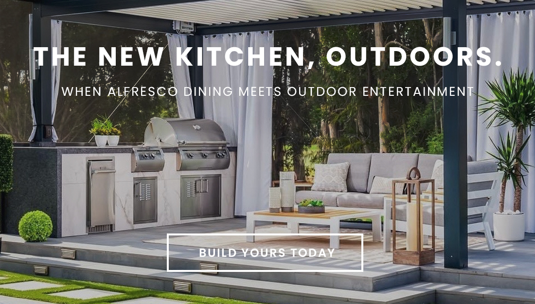 BBQGrills.com Home Page Banner The New Kitchen Outdoors Fire Magic Outdoor Kitchen | BBQGrills.com